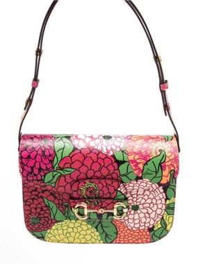 Gucci X George Kenneth Scott, Flora Horsebit 1955 Leather Shoulder Bag, Like New
